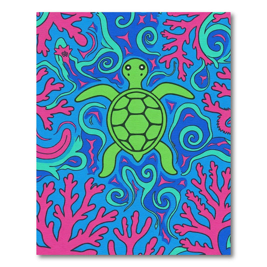 Vibrant Turtle Coral Swirls Rug