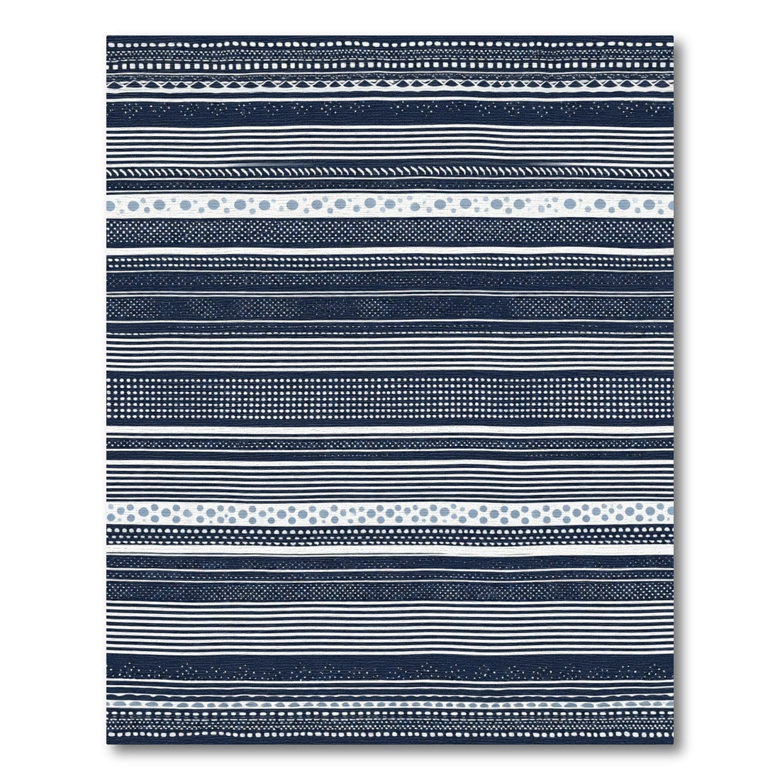 Navy Blue White Striped Dotted BandRug Rug