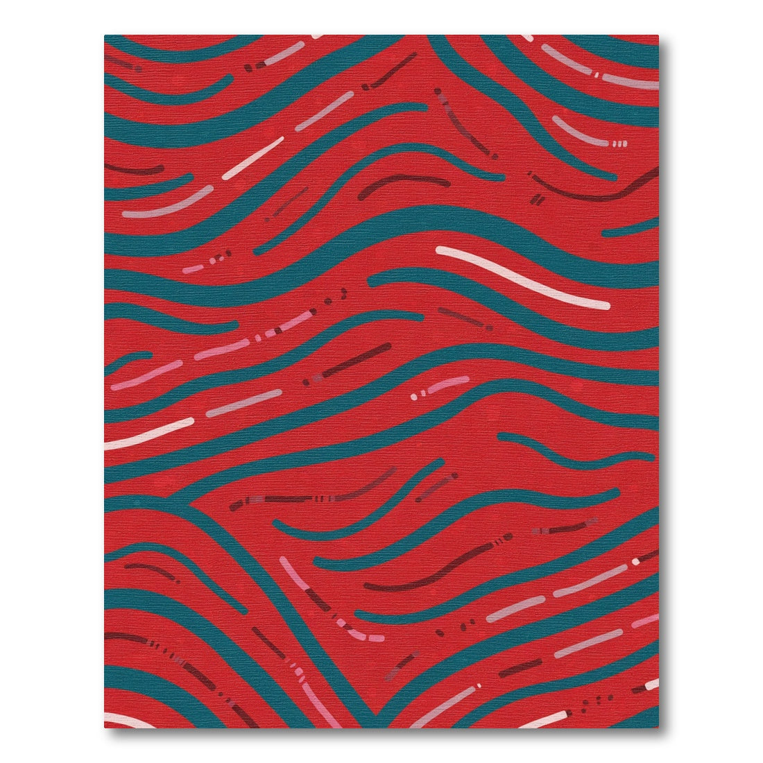 Crimson Teal Wavy Strokes Rug