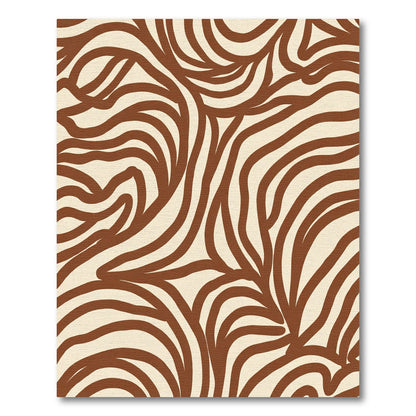 Brown Abstract Swirl Zebra Rug