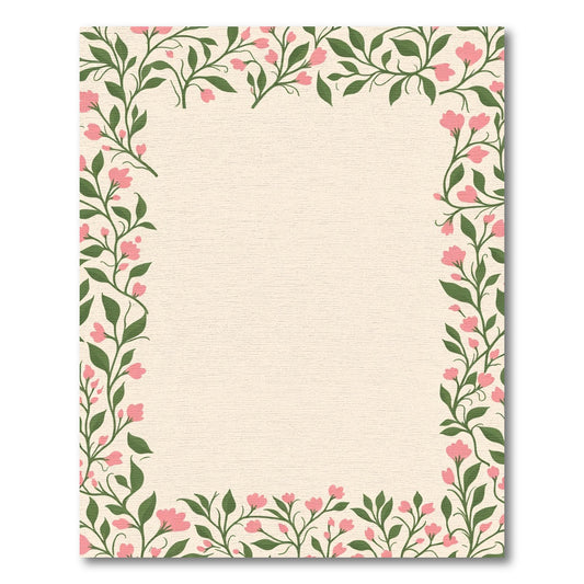 Pink Blossom Vine Border Rug