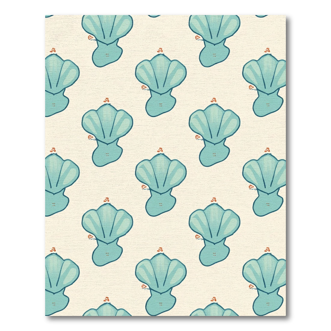 Whimsical Turquoise Seashell Repeat Rug