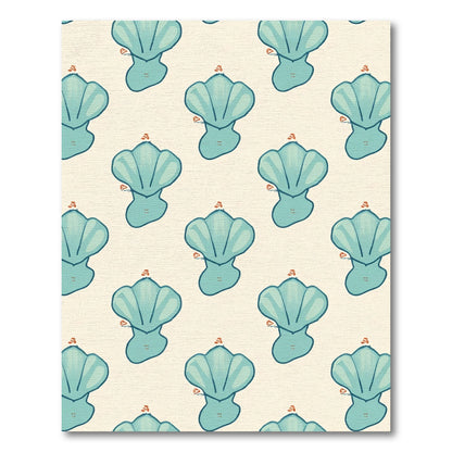 Whimsical Turquoise Seashell Repeat Rug