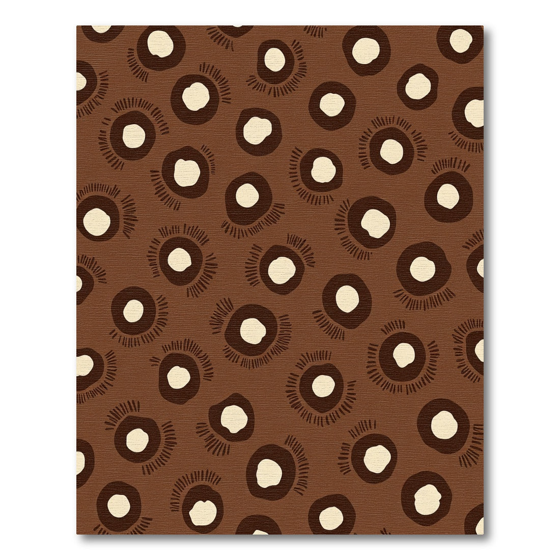 Brown Cream Abstract Floral Circles Rug
