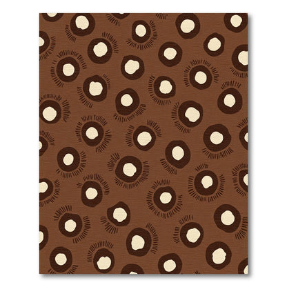 Brown Cream Abstract Floral Circles Rug
