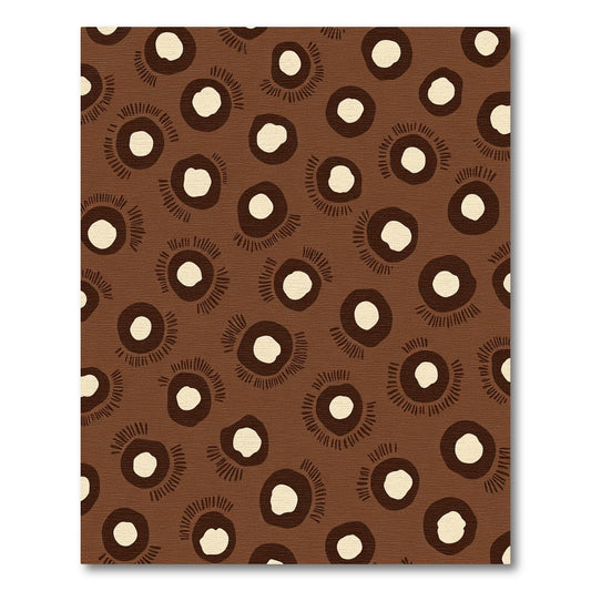 Brown Cream Abstract Floral Circles Rug