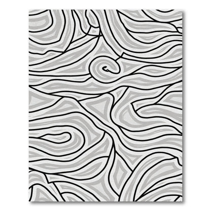 Abstract Flowing Gray Wave Composition Rug