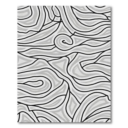Abstract Flowing Gray Wave Composition Rug