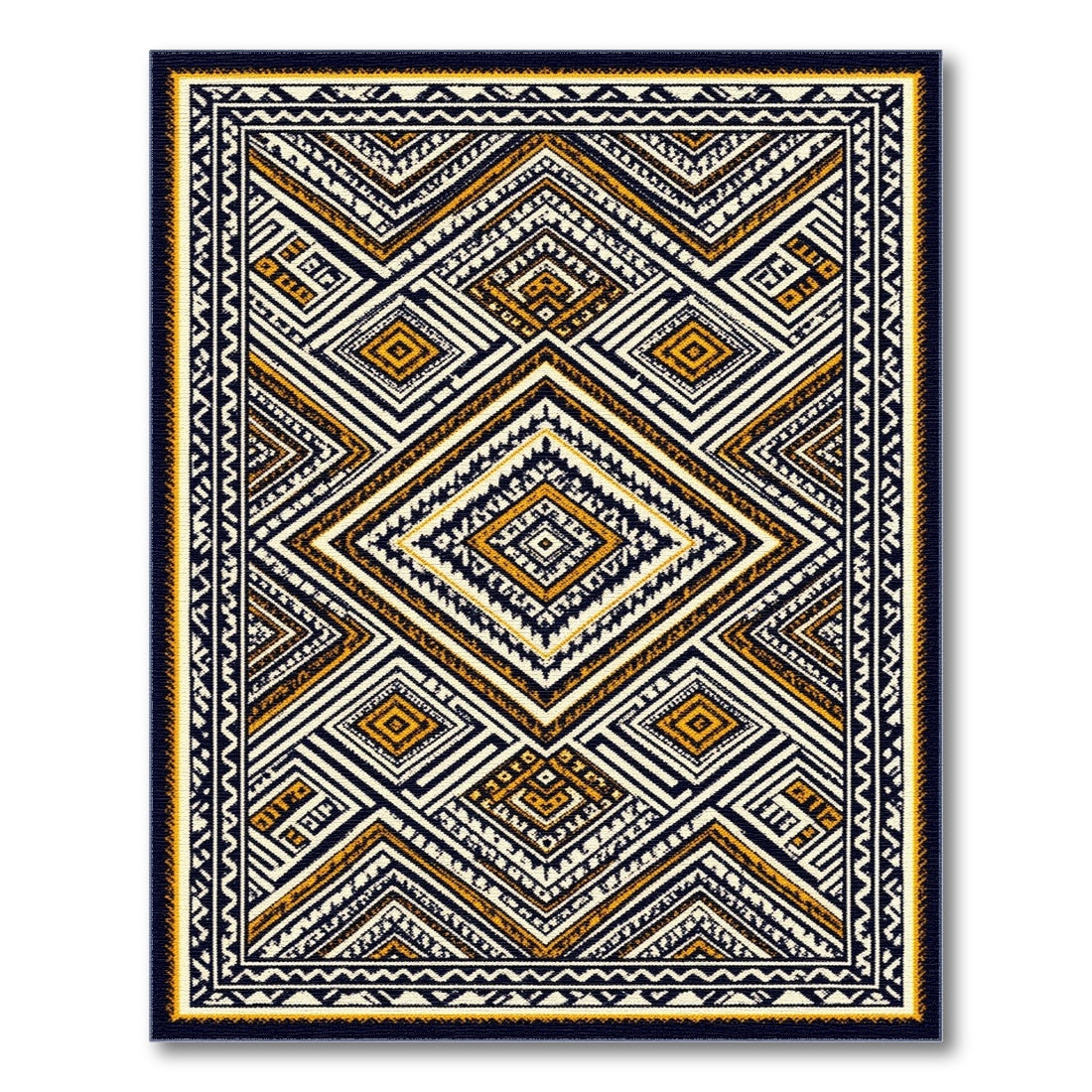 Multi-color and Patterns Black Gold Geometric Diamond Area Rug