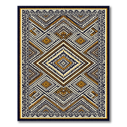 Multi-color and Patterns Black Gold Geometric Diamond Area Rug