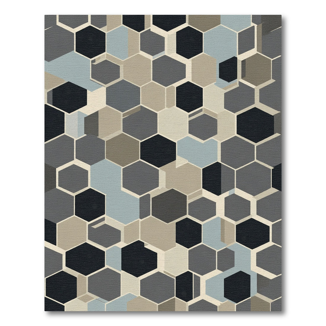Modern Gray Hexagon Tessellation Rug