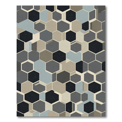 Modern Gray Hexagon Tessellation Rug