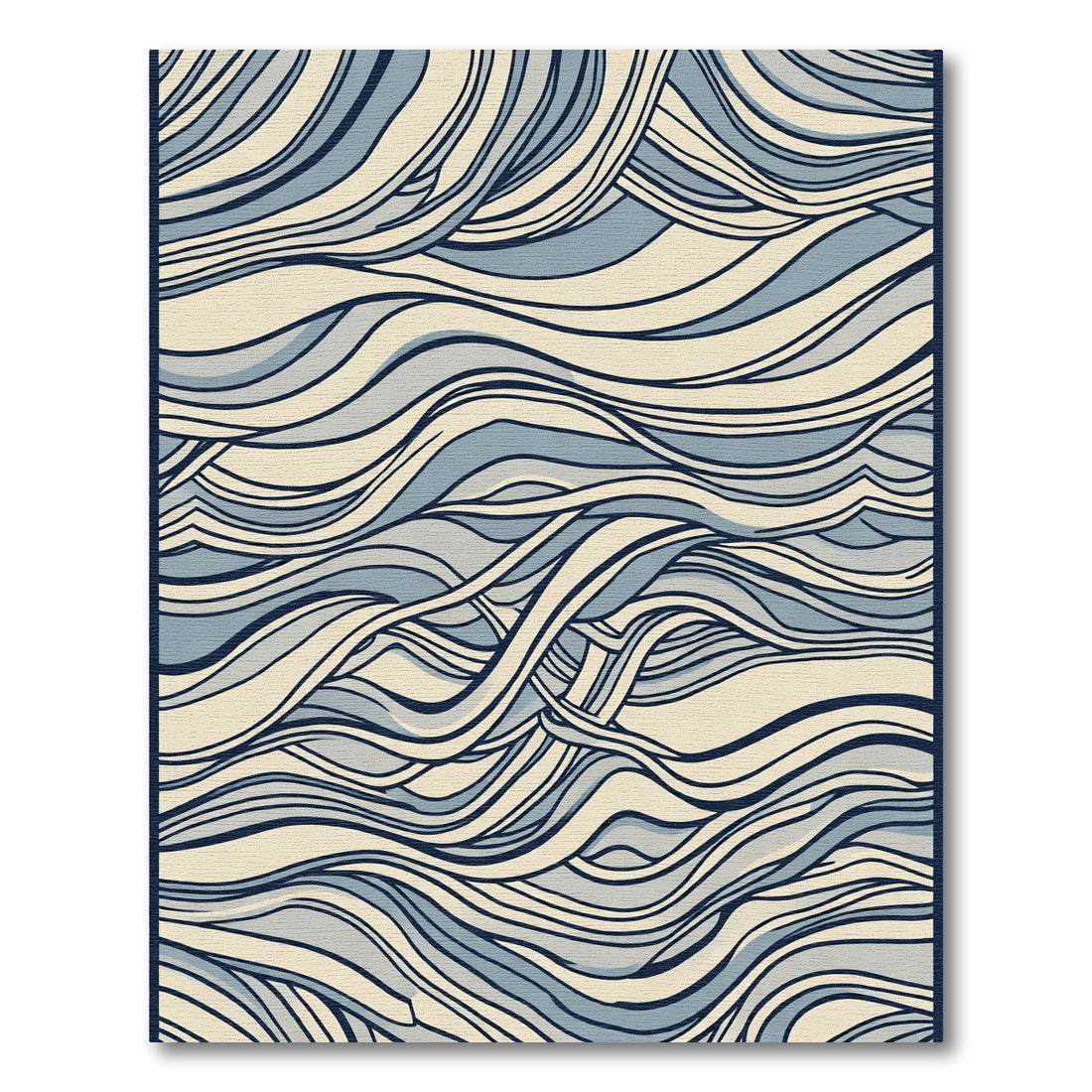 Elegant Blue Swirl Abstract Rug