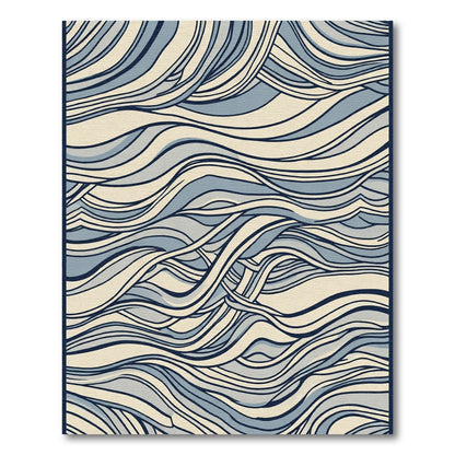 Elegant Blue Swirl Abstract Rug