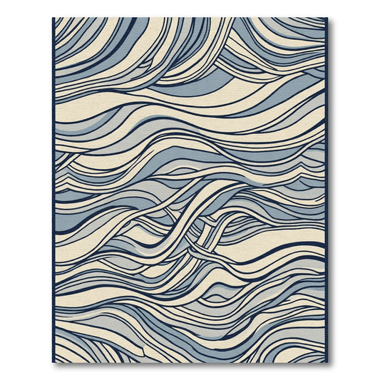 Elegant Blue Swirl Abstract Rug