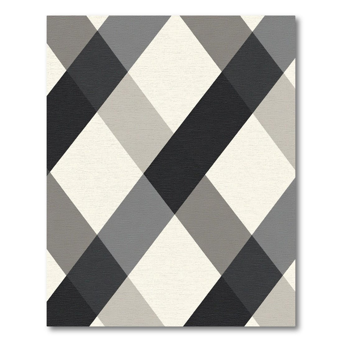 Monochrome Diagonal Plaid Diamond Rug
