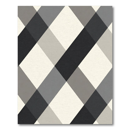 Monochrome Diagonal Plaid Diamond Rug