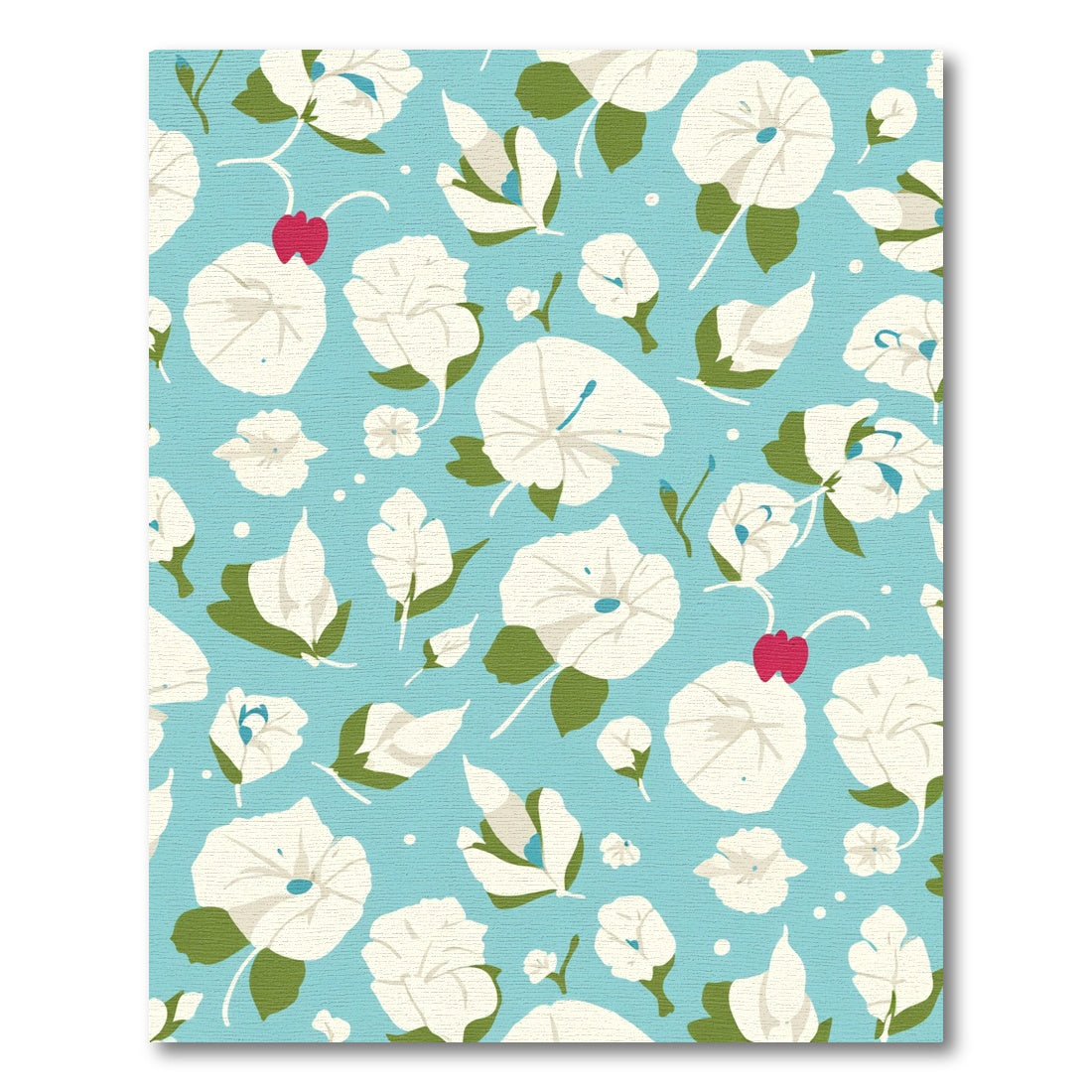 Aqua Blue White Floral Vine Rug