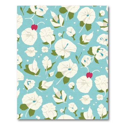 Aqua Blue White Floral Vine Rug