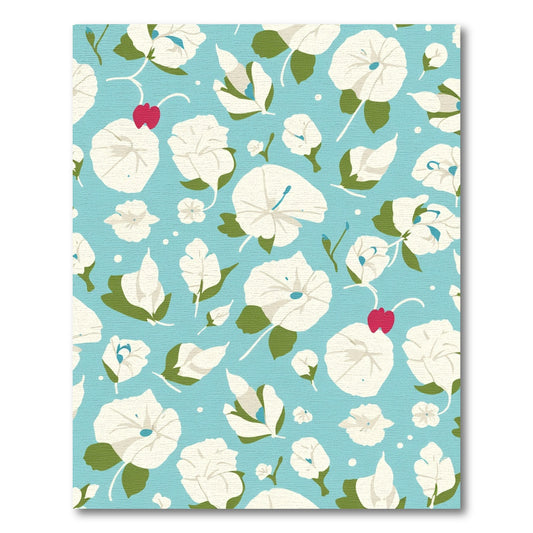 Aqua Blue White Floral Vine Rug
