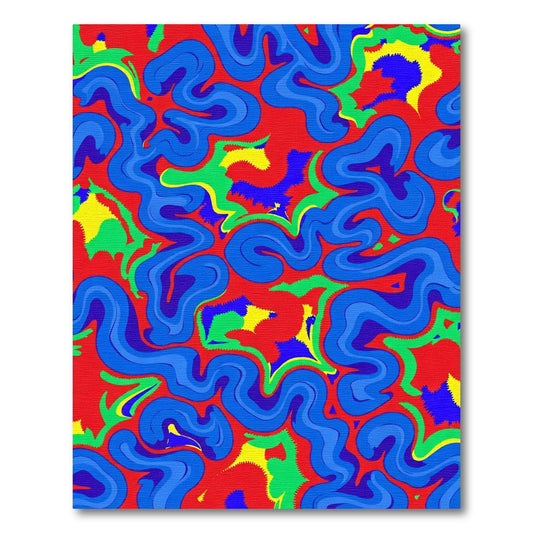 Vibrant Red Swirling Abstract Waves Rug