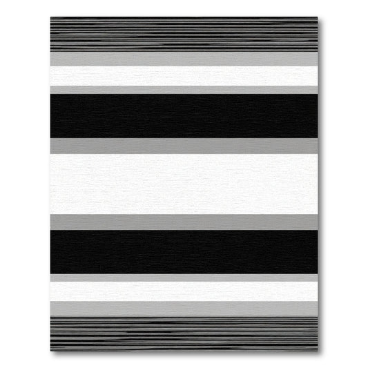 Bold Black White Gray Horizontal Stripe Rug