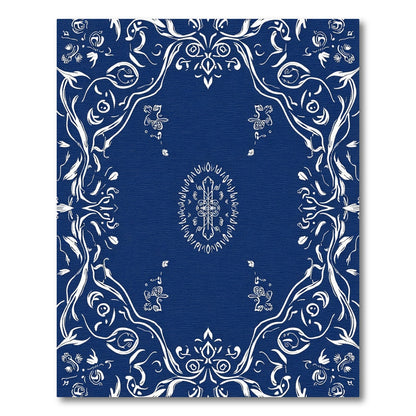 Classic Blue White Floral Medallion Rug