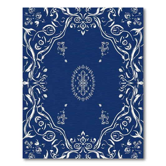 Classic Blue White Floral Medallion Rug