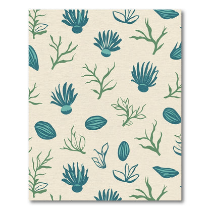 Teal Blue Underwater Plant Life Rug