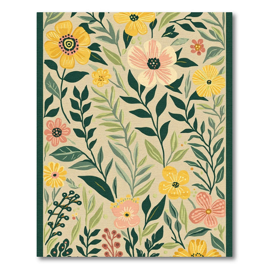 Whimsical Yellow Floral Foliage Rug