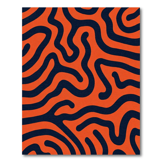 Orange Navy Organic Swirl Rug