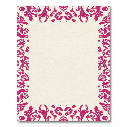 Crimson Baroque Scroll Border Rug