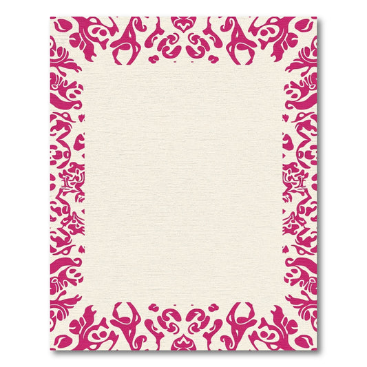Crimson Baroque Scroll Border Rug