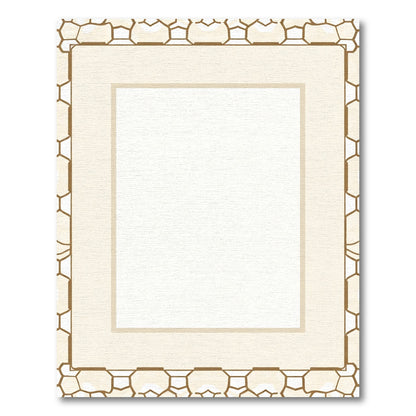 Cream And Gold Geometric Border Rug