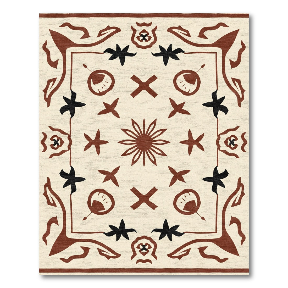 Muted Earth Tones Abstract Floral Rug