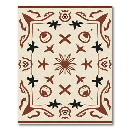 Muted Earth Tones Abstract Floral Rug