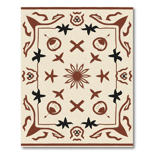 Muted Earth Tones Abstract Floral Rug