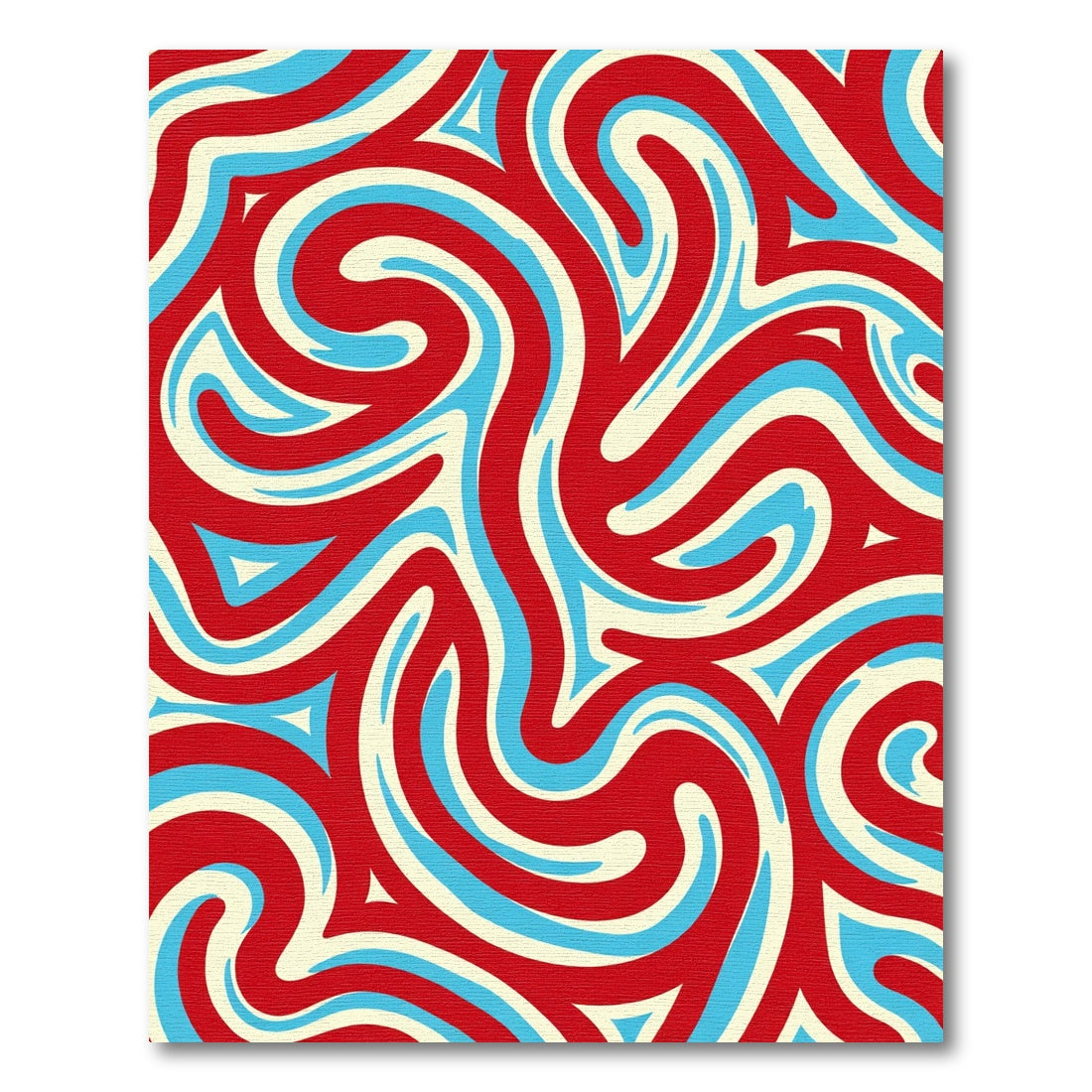 Crimson Blue Swirl Fluid Pattern Rug