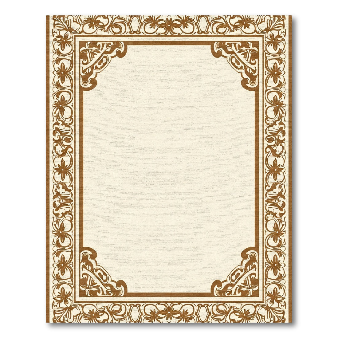 Ornate Brown Floral Border Rug