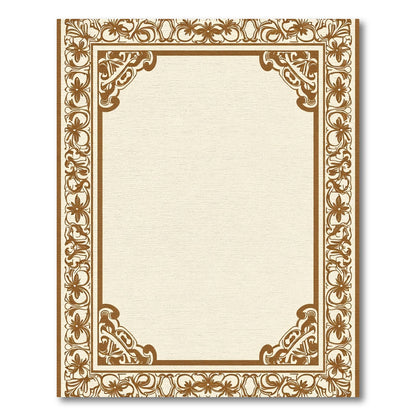 Ornate Brown Floral Border Rug
