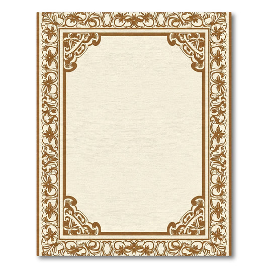 Ornate Brown Floral Border Rug
