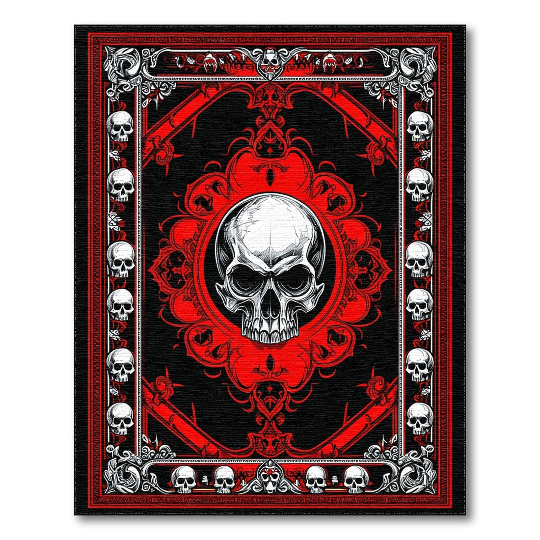 Red Skull Medallion Area Rug