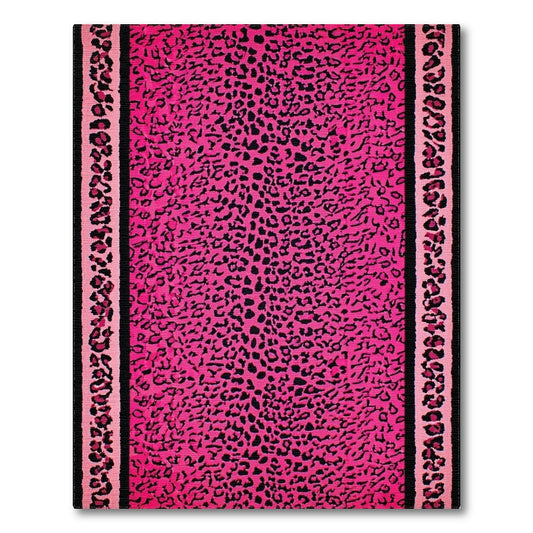 Abstract Area Hot Pink Leopard Print Area Rug