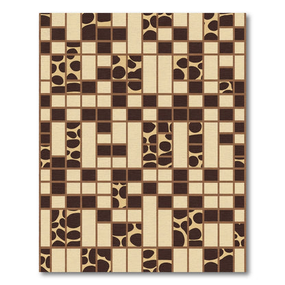 Brown Tan Abstract Giraffe Grid Rug