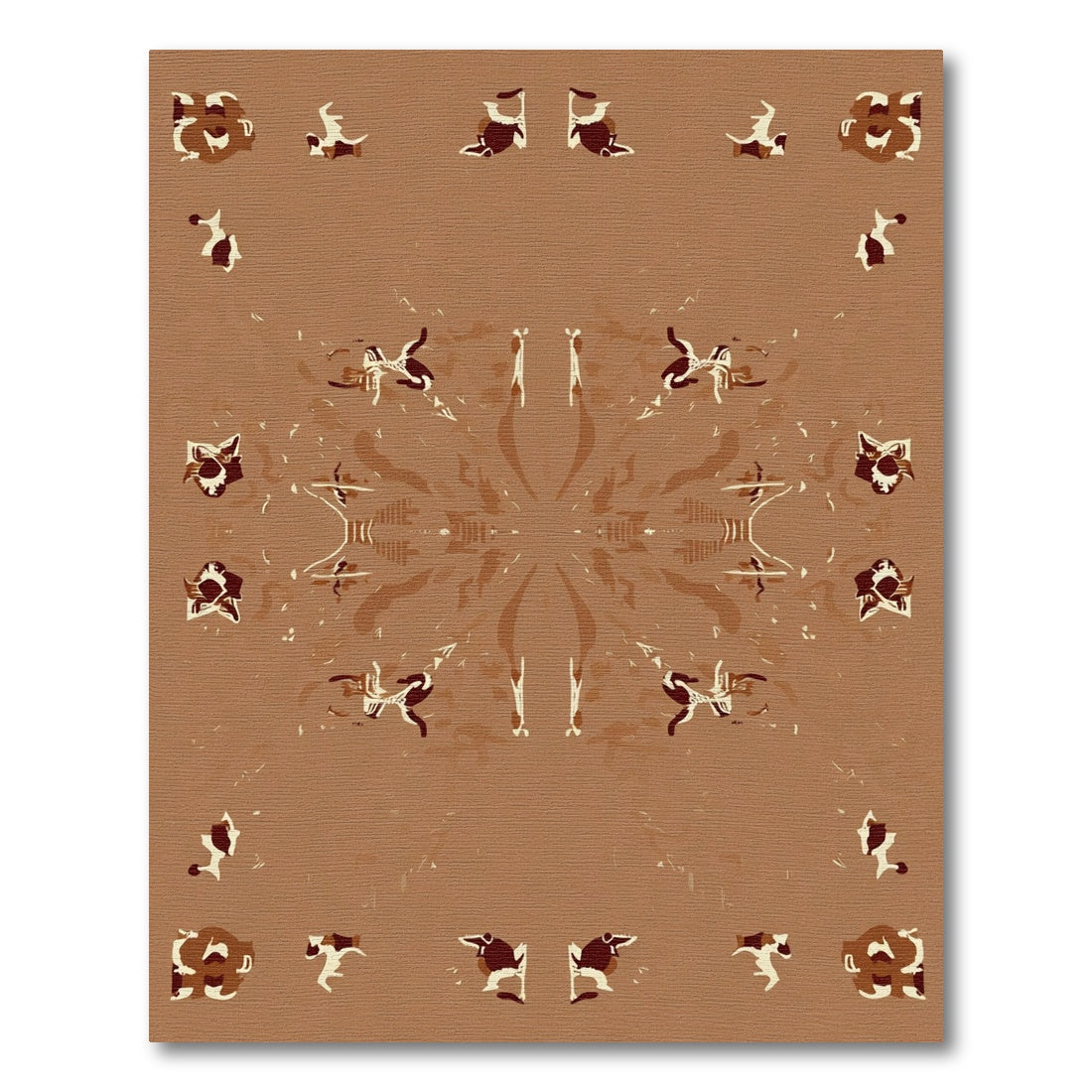 Earthy Brown Medallion Animal Border Rug