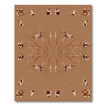 Earthy Brown Medallion Animal Border Rug