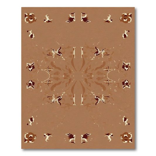 Earthy Brown Medallion Animal Border Rug