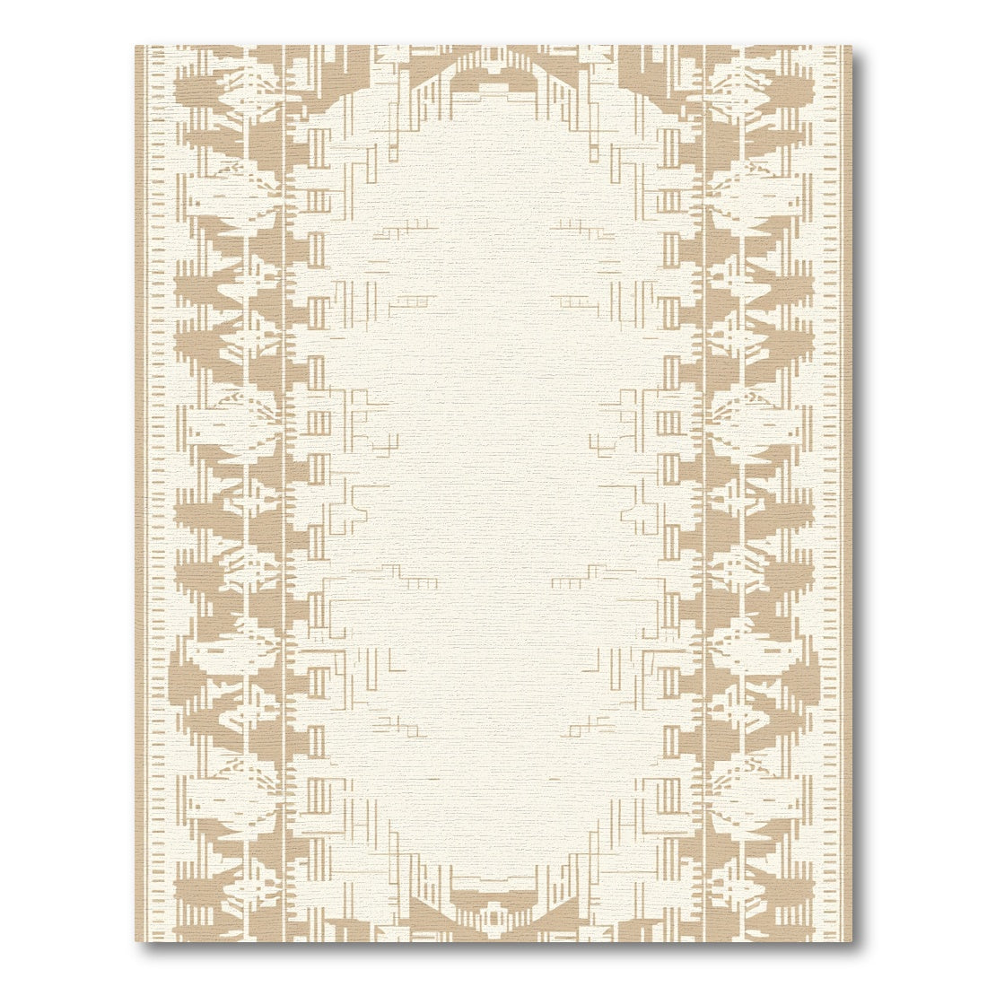 Neutral Geometric Arch Border Rug