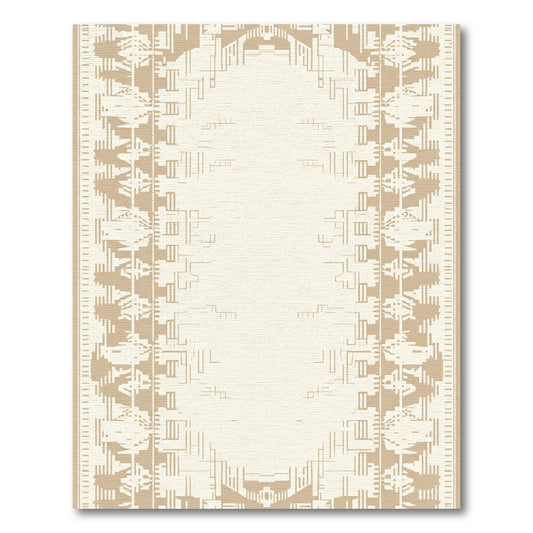 Neutral Geometric Arch Border Rug
