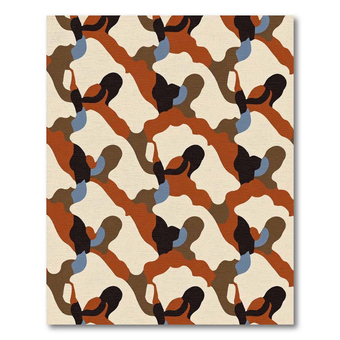 Burlap Camouflage Abstract Shapes Rug